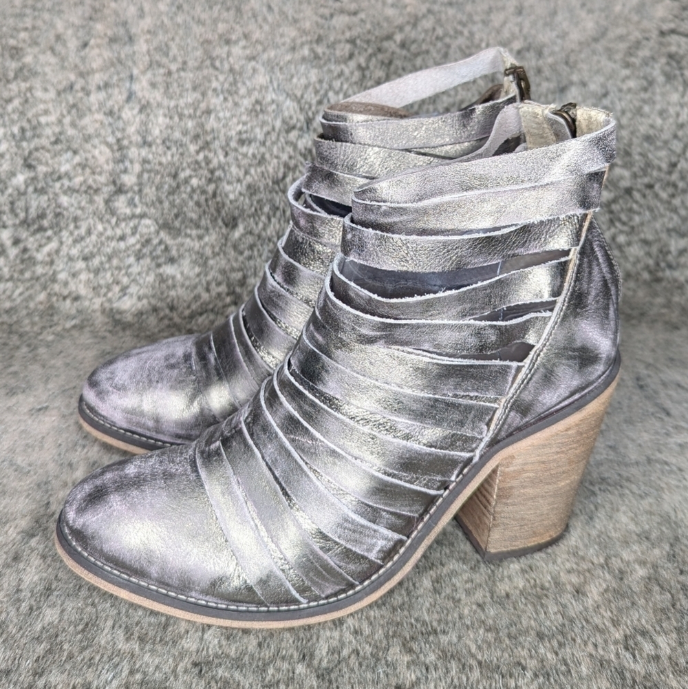 Free People Hybrid Strappy Bootie Metallic Silver Women's 7.5 - Picture 3 of 13